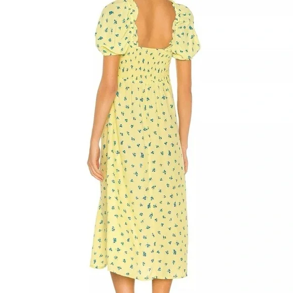 Faithfull the Brand Bette Midi Dress in Lemon Luda Floral Size 8 / Large - Picture 4 of 15